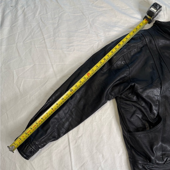 Vintage 90s Black Leather Jacket Sherpa Lined Minimalist Moto L Wilson’s leather - Picture 13 of 13